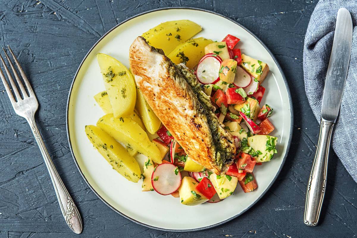 Kipfilet met pesto-aardappelen