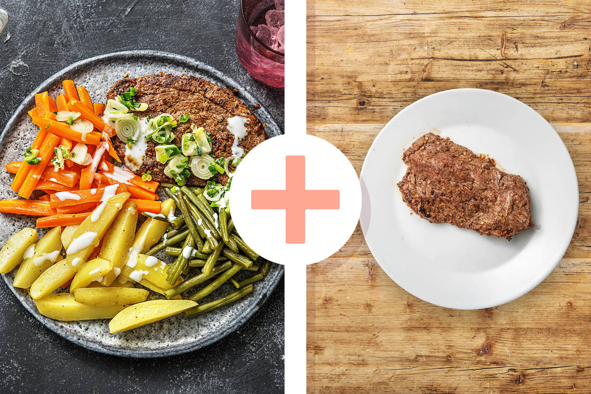 Mariniertes Rinderhüftsteak mit Ofengemüse