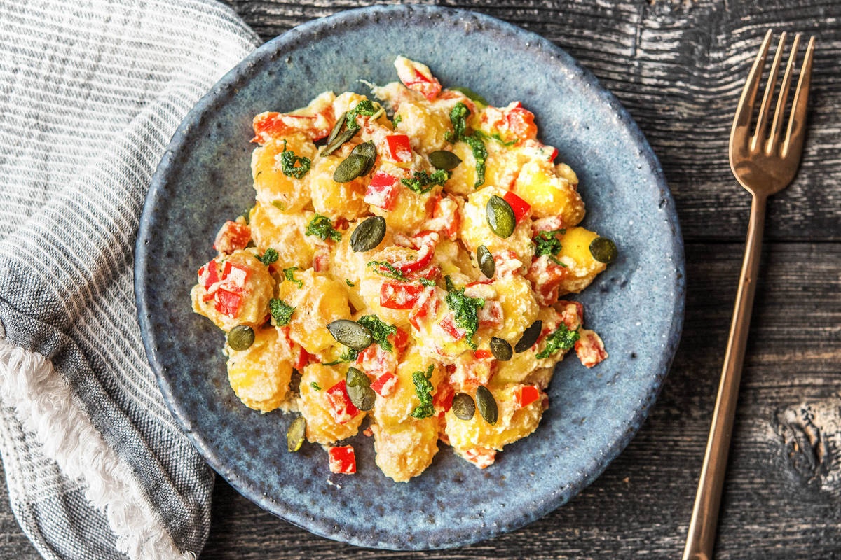 Kürbisgnocchi in Paprikasoße