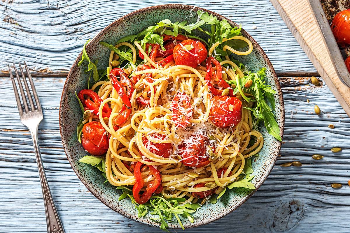 Linguine met cherrytomaten uit de oven