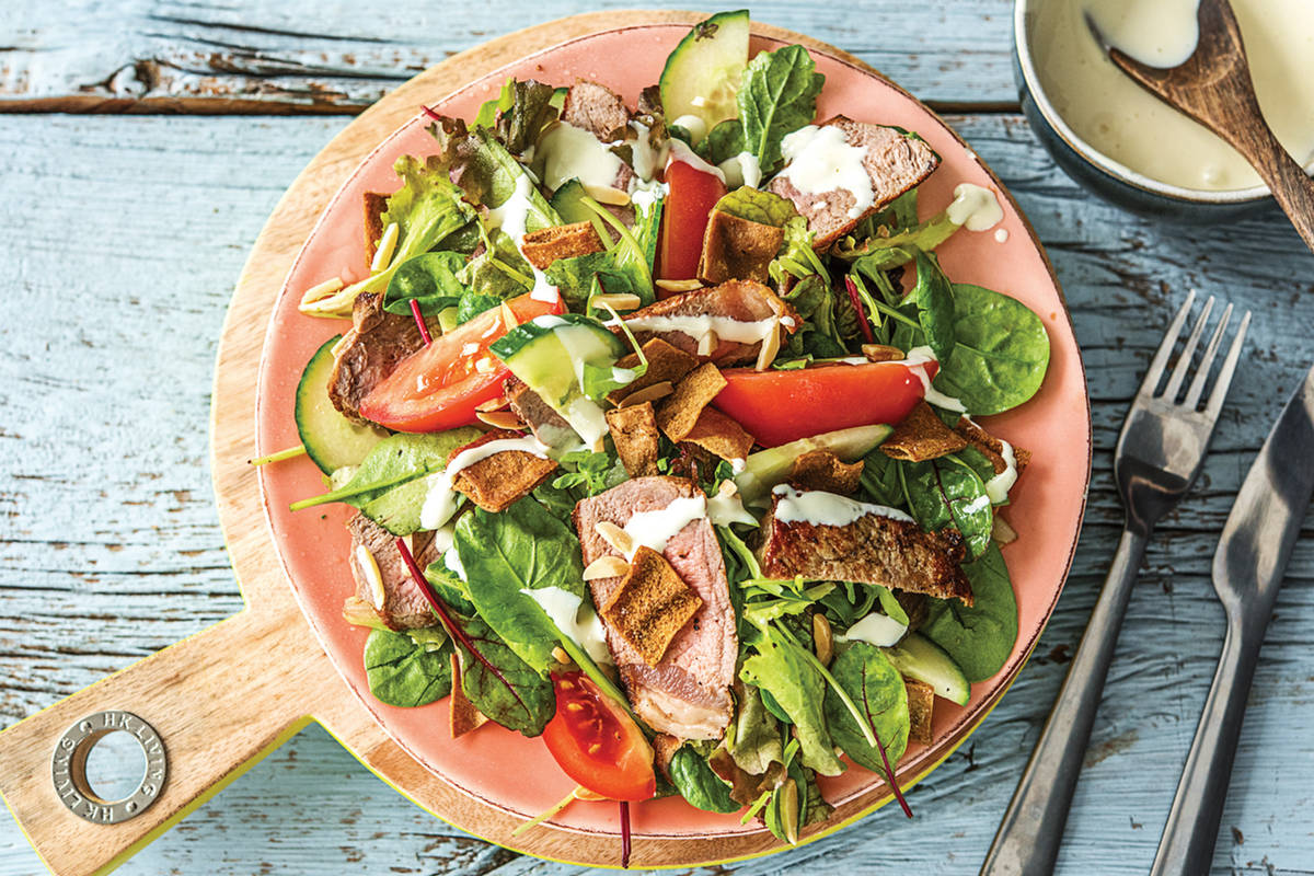Italian Herbed Beef & Pita Bread Salad