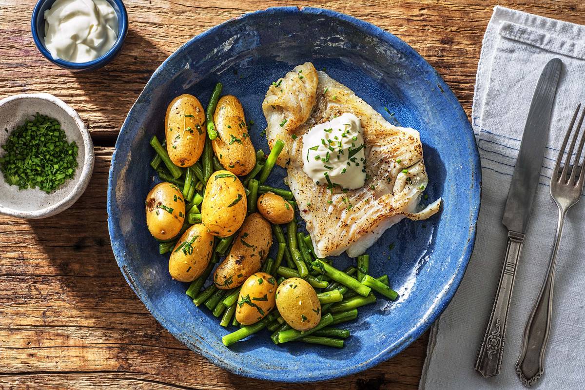 Schelvisfilet met knoflook-krieltjes