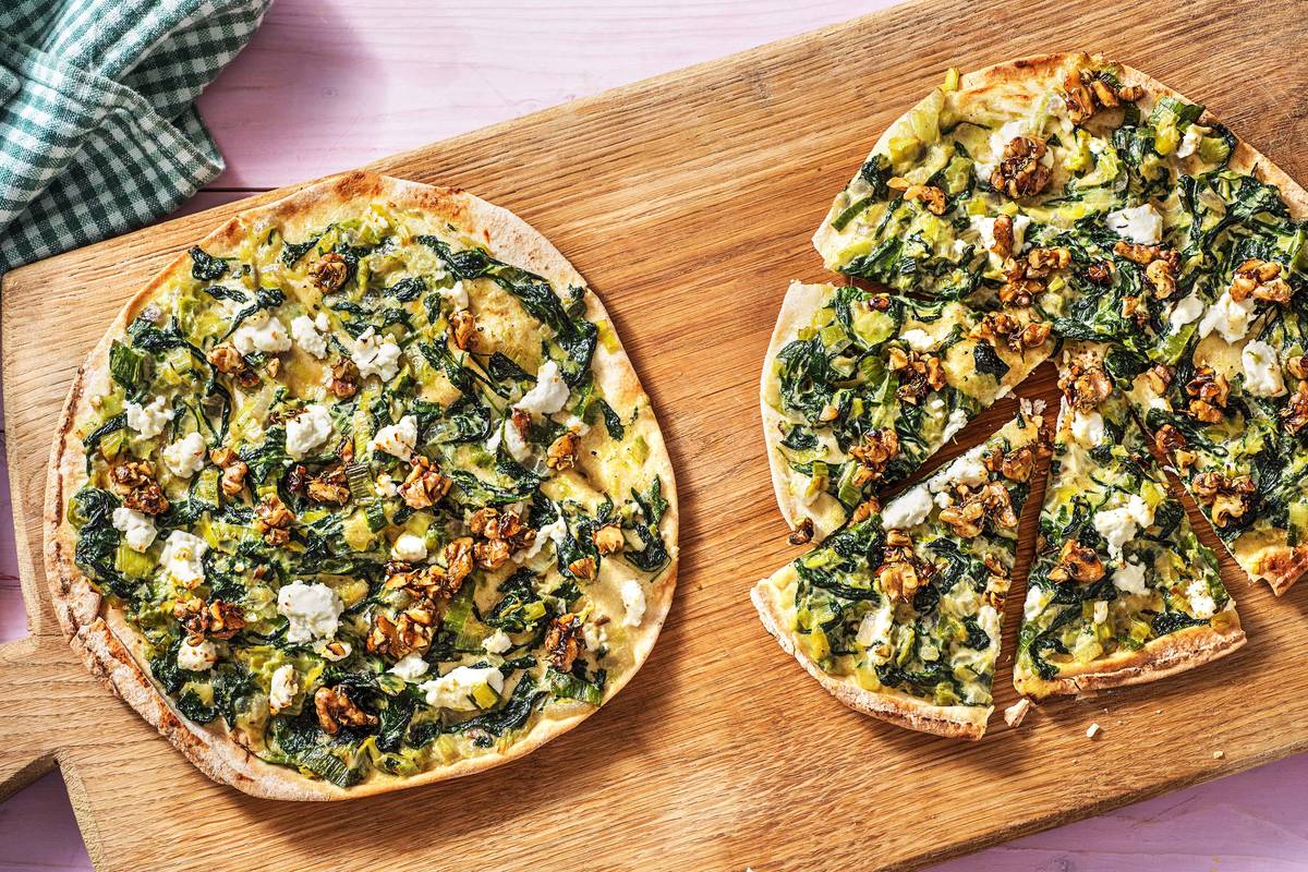 Pizza verde met geitenkaas