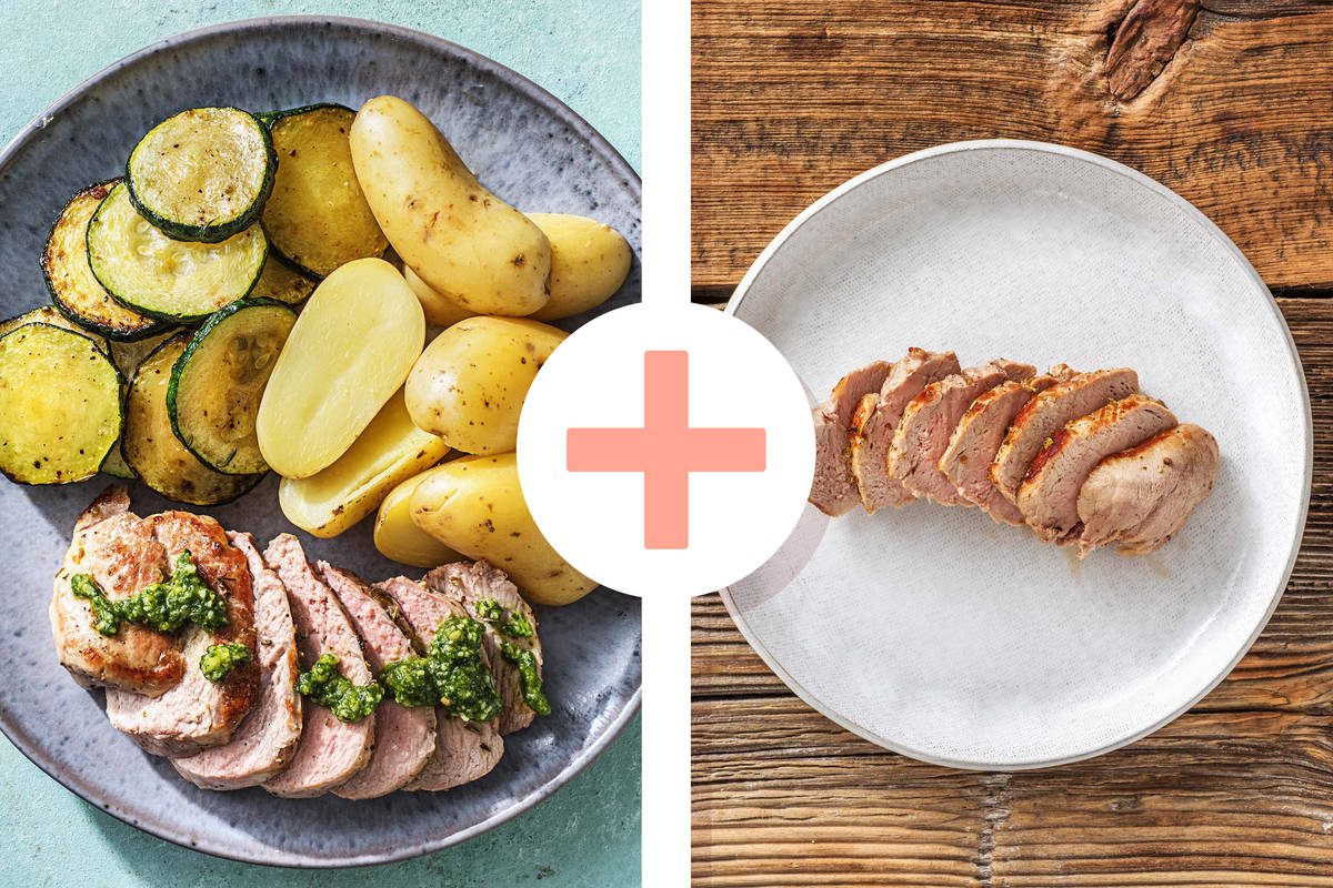 Pesto-Schweinefilet mit Ofenkartoffeln