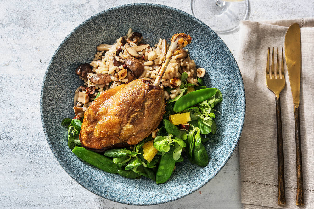 Risotto met eend en shiitake