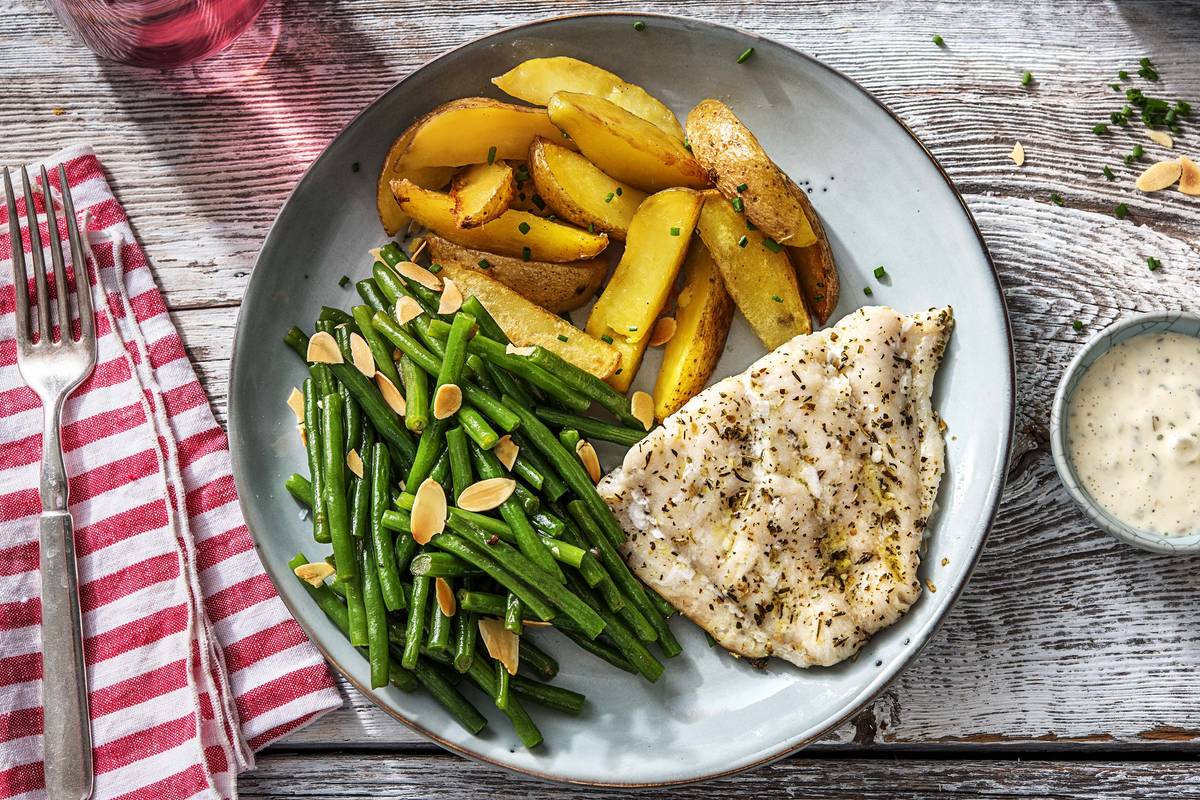 Colin mariné aux herbes du jardin