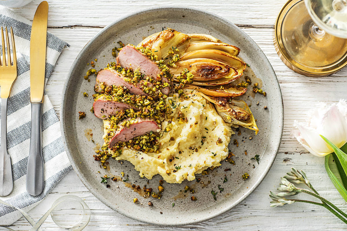 Filet de porc en croûte de pistache au thym