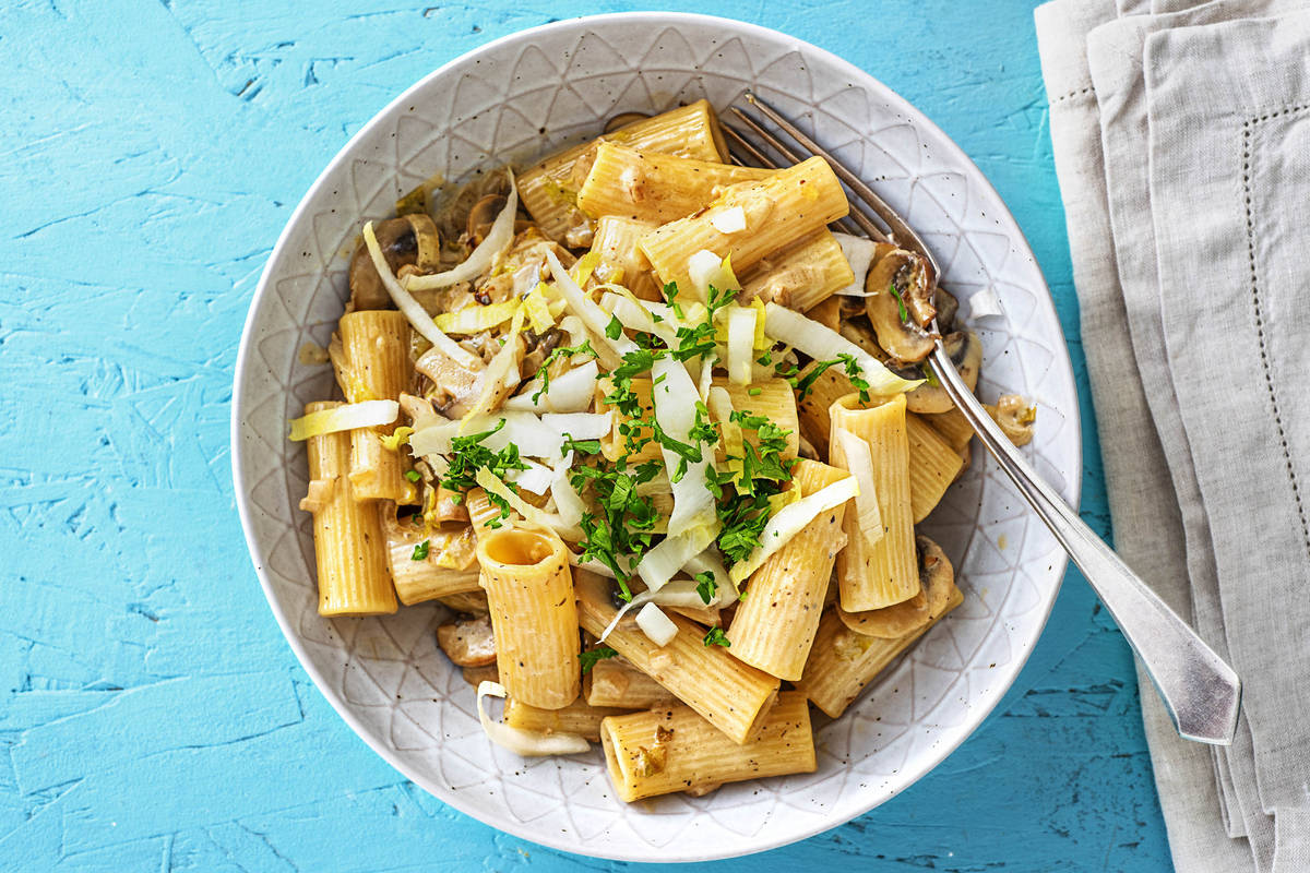 Rigatoni in paddenstoelenroomsaus