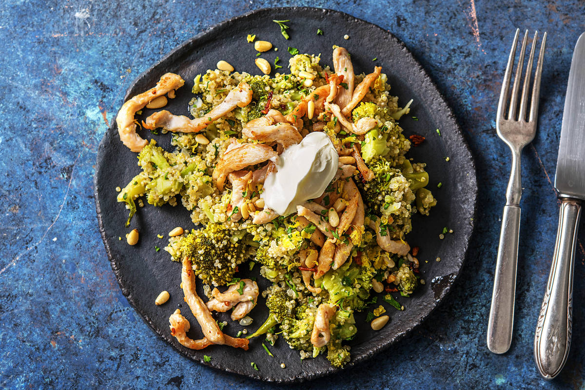 Gyros de poulet et quinoa au citron
