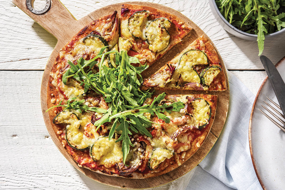 Roasted Pesto Veggie Pizza