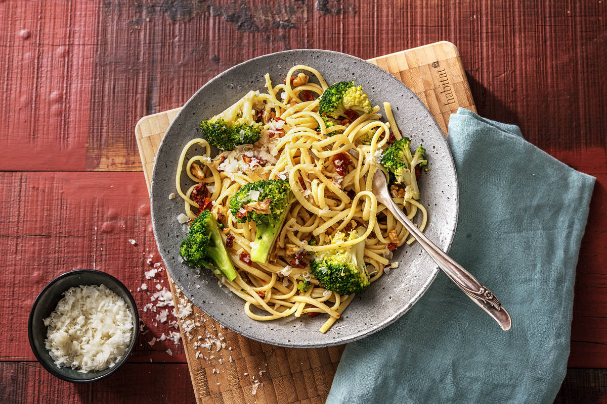 Romige linguine met geitenkaas