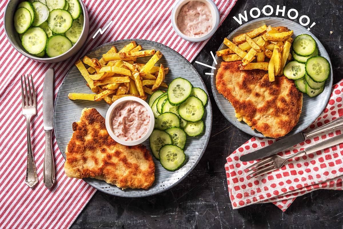 Schnitzel mit Ofenpommes