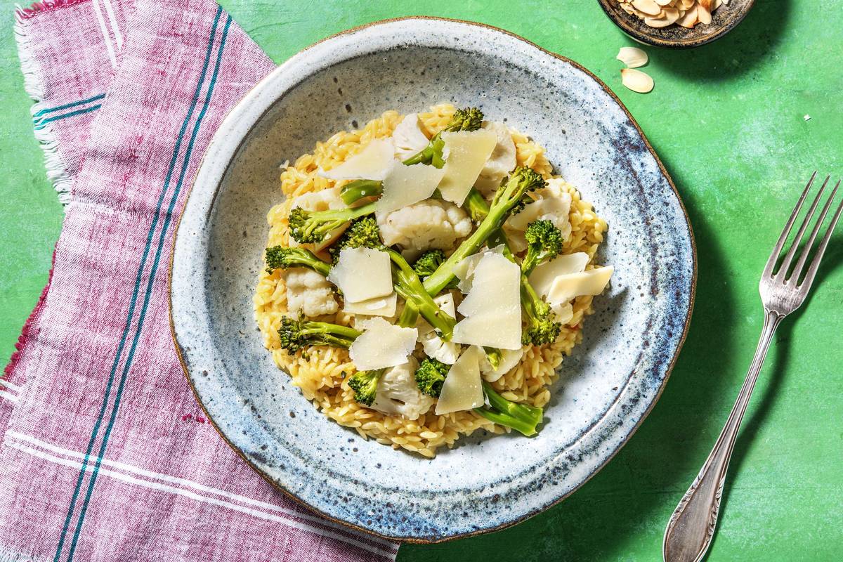 Orzo au chou-fleur et aux bimis grillés