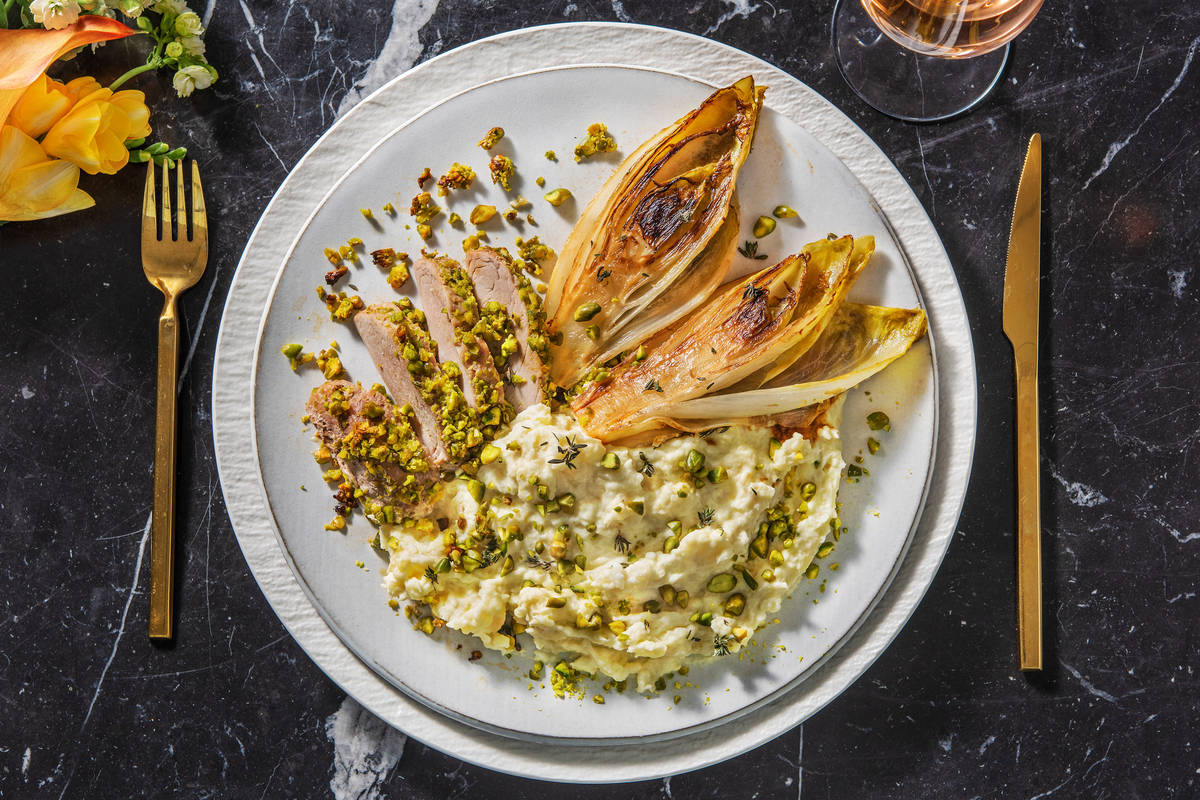 Filet mignon en croûte de pistache au thym