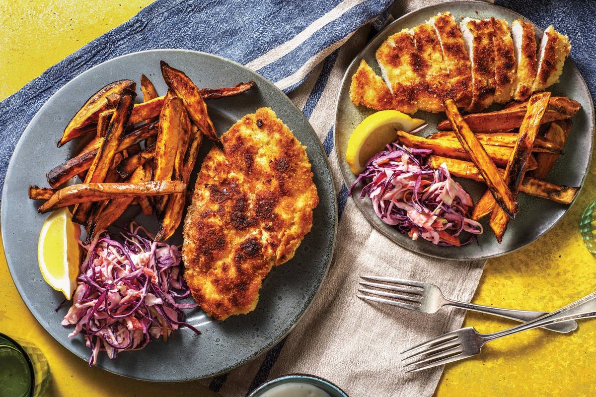 Golden Crumbed Chicken Schnitzels