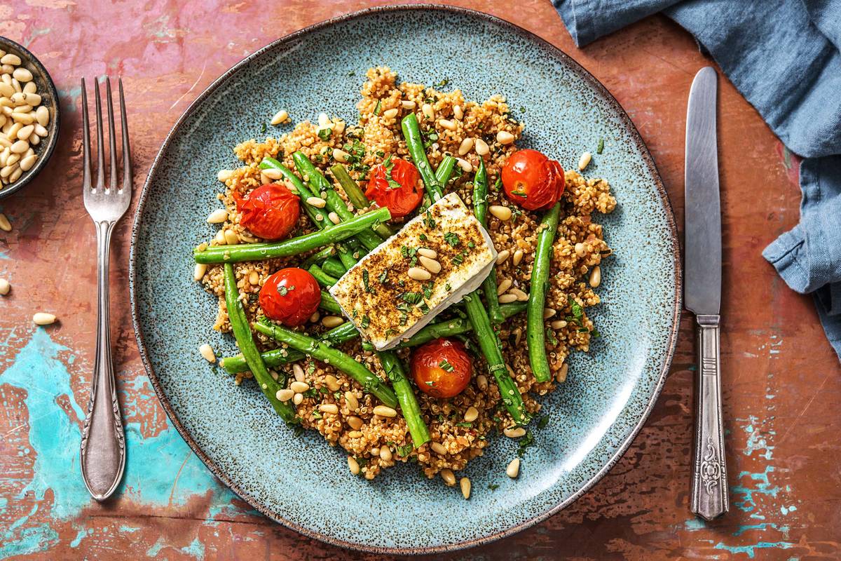 Quinoa épicé au feta du four