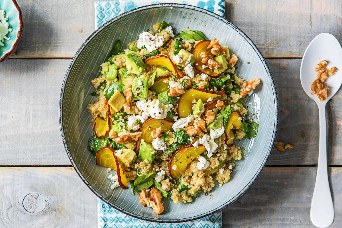 Salade de quinoa aux betteraves jaunes et au chèvre