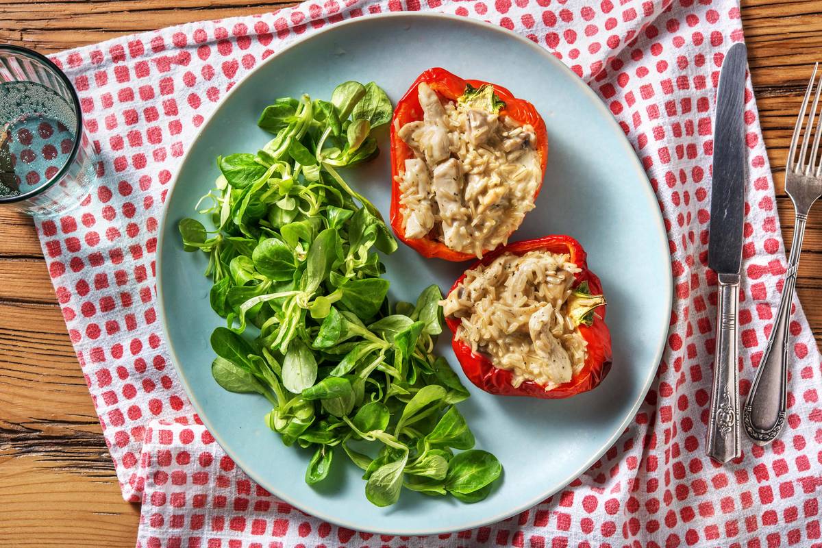 Poivron farci au poulet à l’italienne