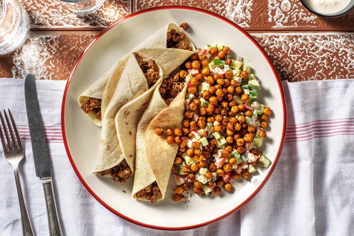 Tortillas à l’agneau haché et aux pois chiches