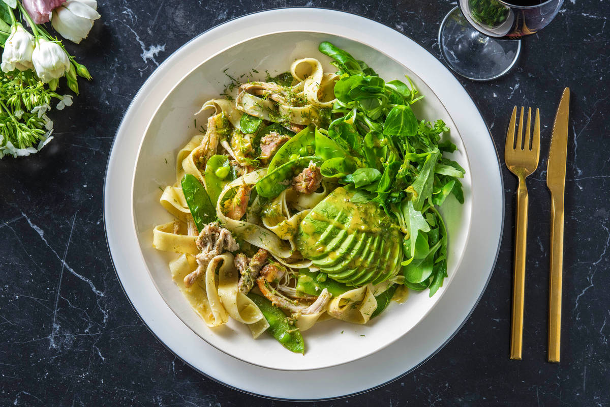 Verse pappardelle met gekonfijte kip