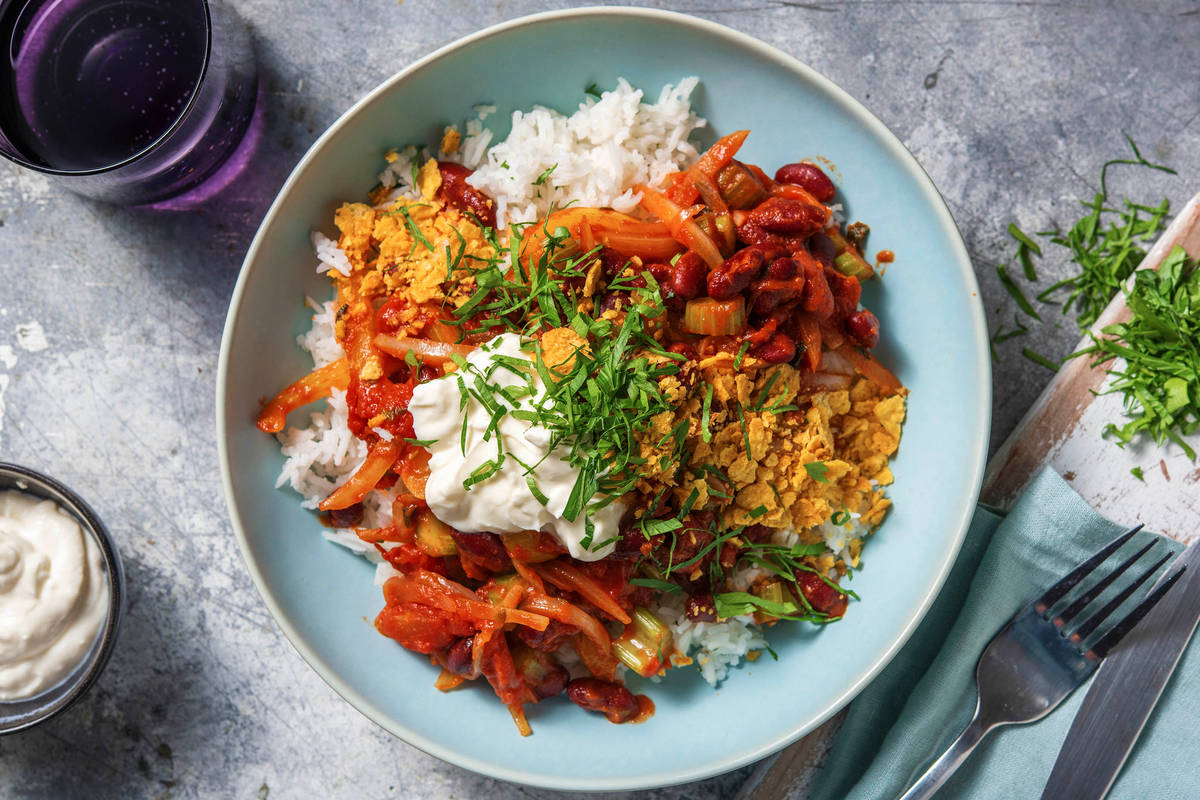 Bohnenpfanne mit Tortillas