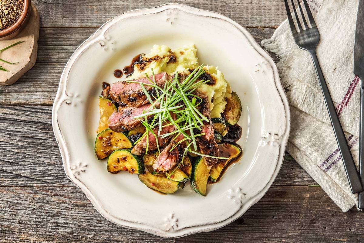 Pikant-feurig marinierte Rinderhüftsteaks