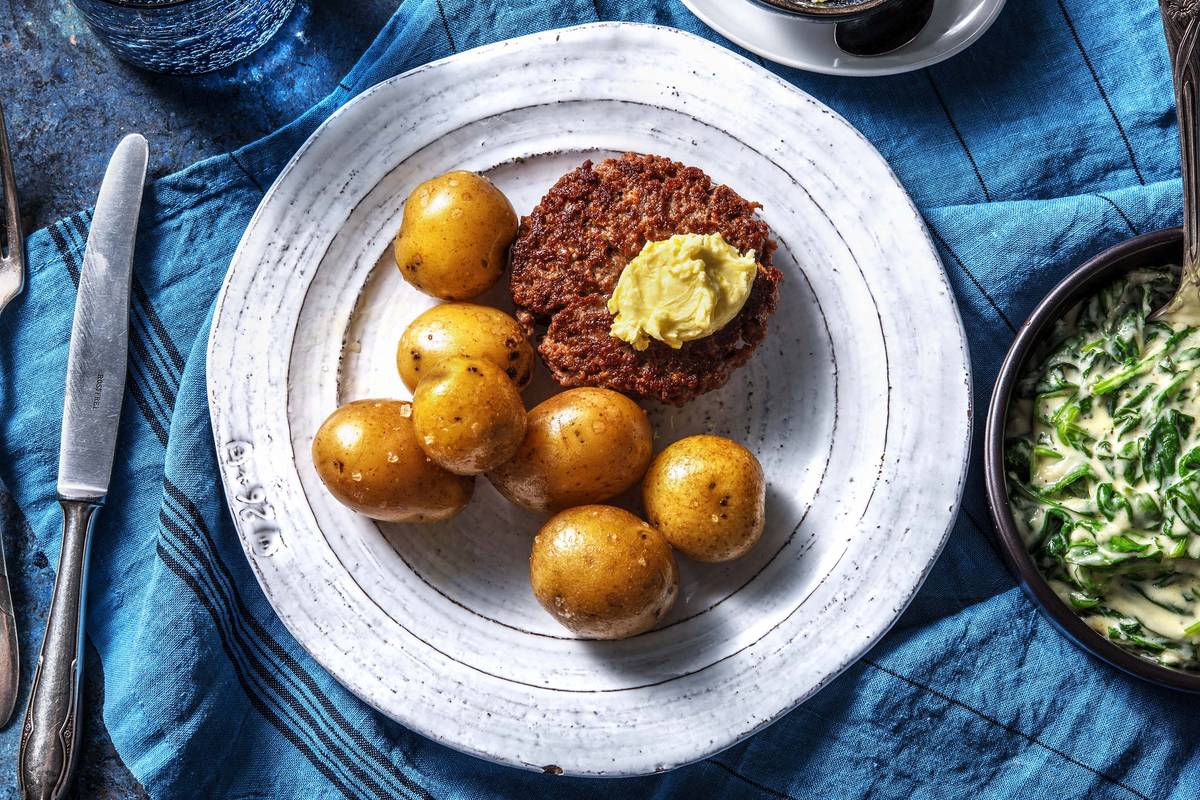 Steak haché de bœuf et beurre au citron vert