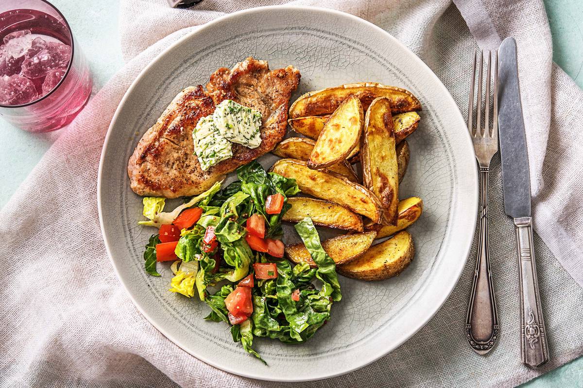 Schweinesteak mit Kräuterbutter