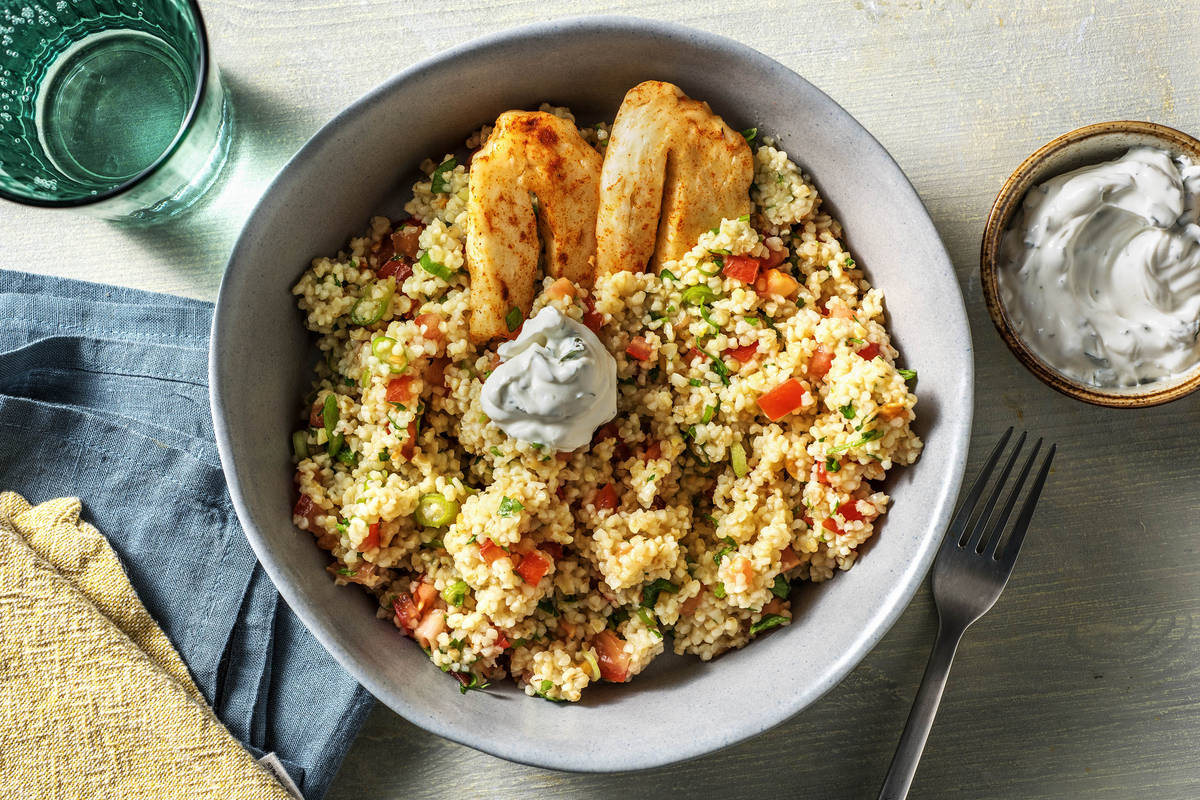 Würziger Halloumi auf Tabbouleh