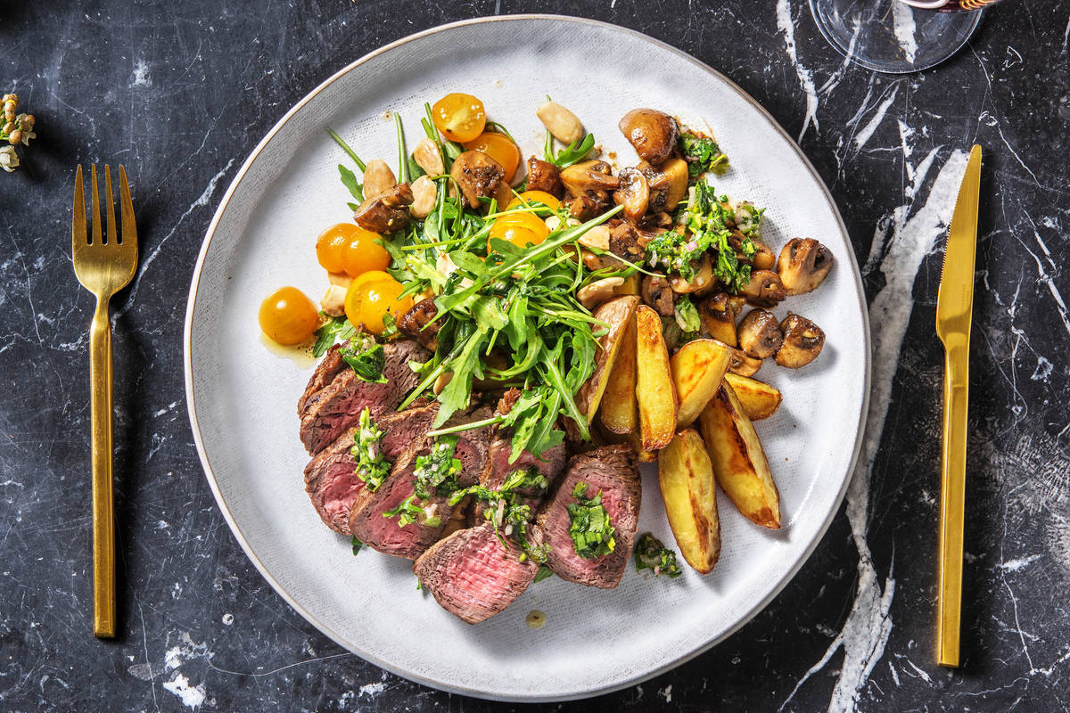 Steak sauce chimichurri et pommes de terre