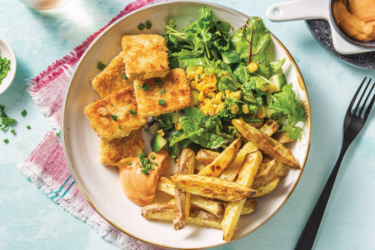 Crumbed Tofu Dippers & Fries