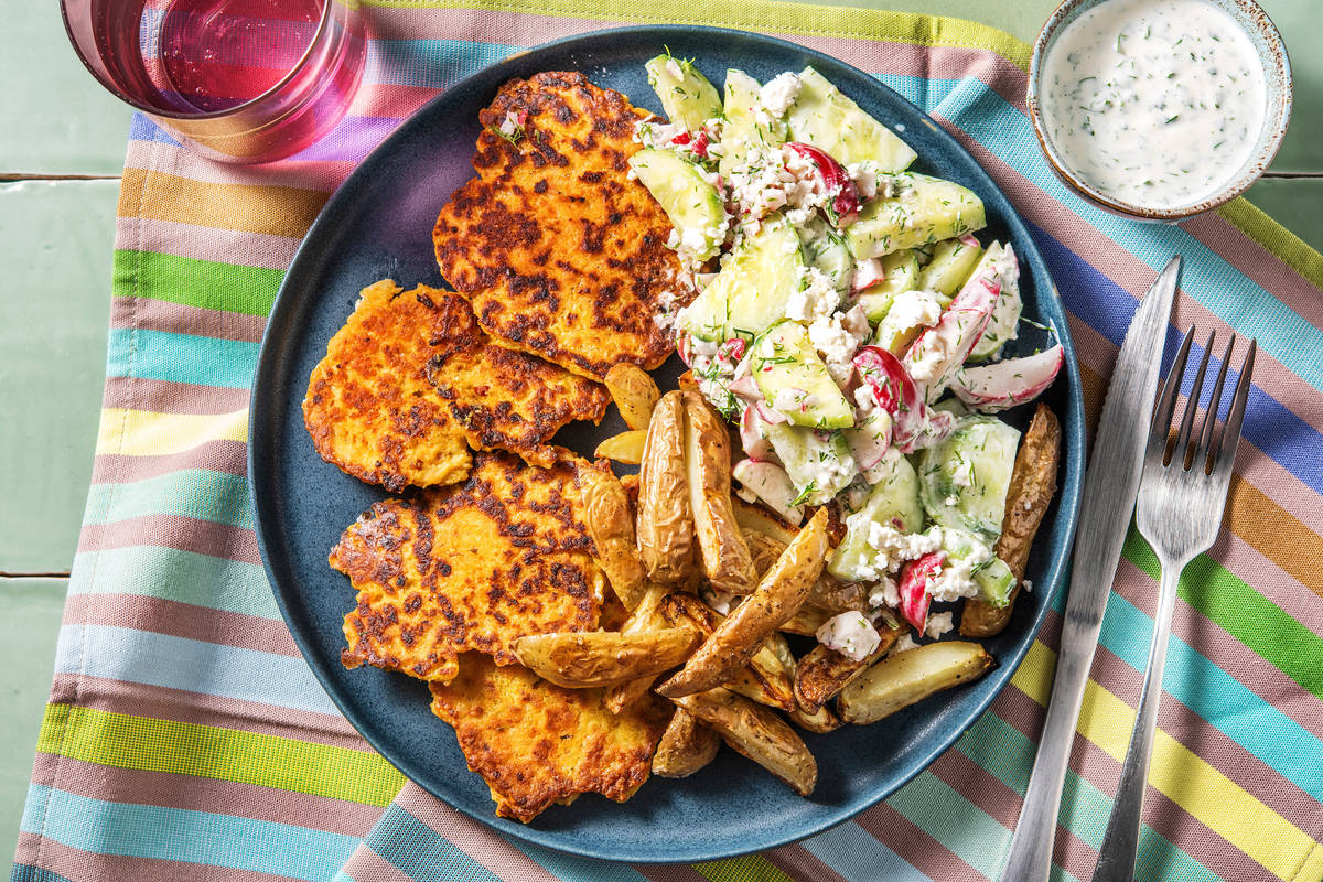 Kichererbsenbratlinge mit Petersiliendip