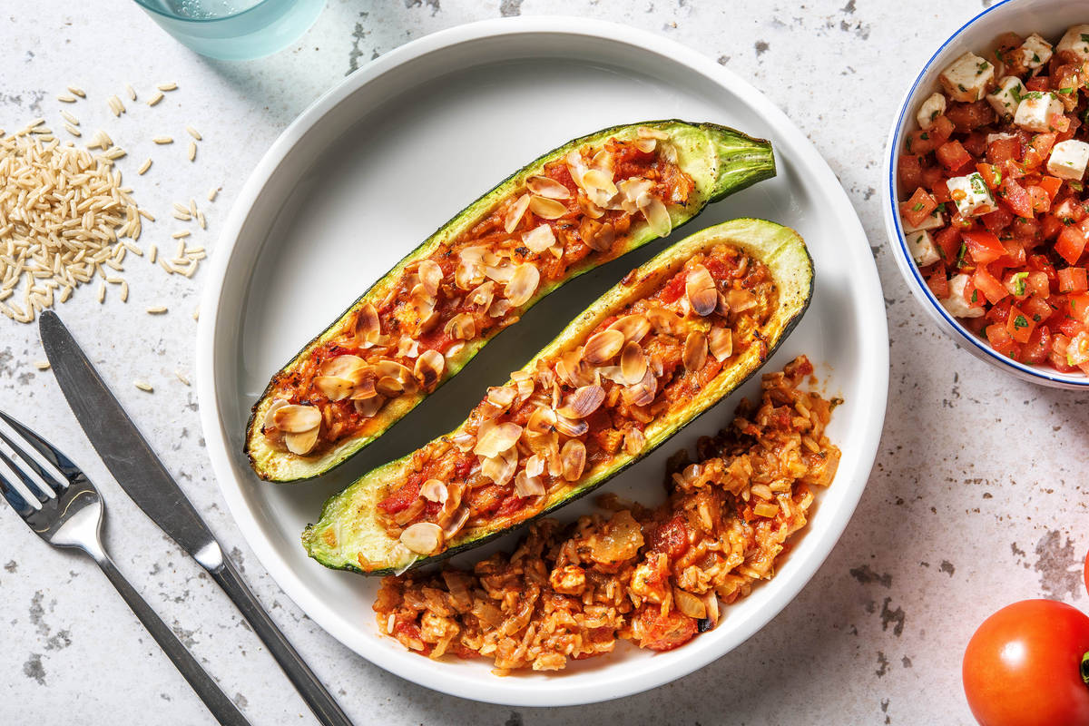 Turks gevulde courgette met zilvervliesrijst