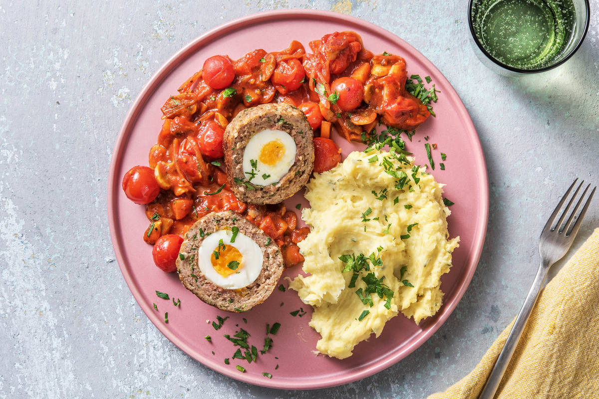 Œufs écossais et sauce tomate