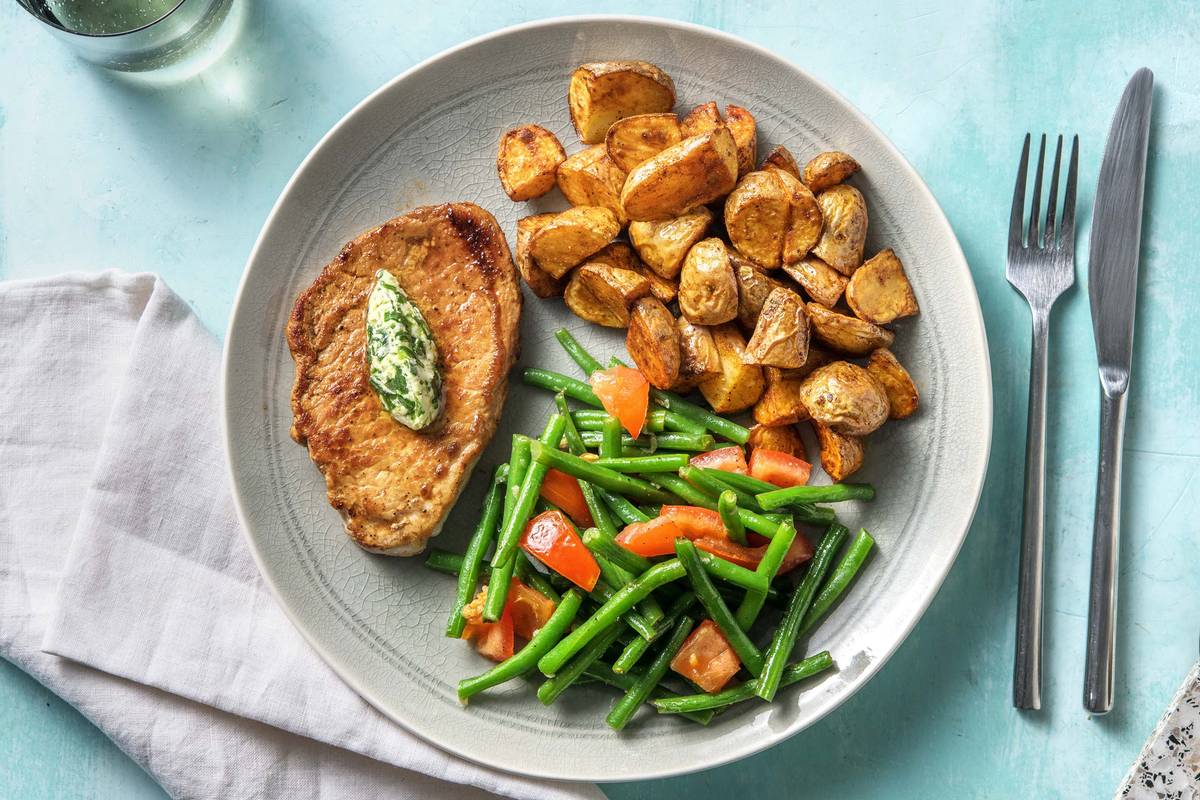 Schweinelachssteak mit Bärlauchbutter