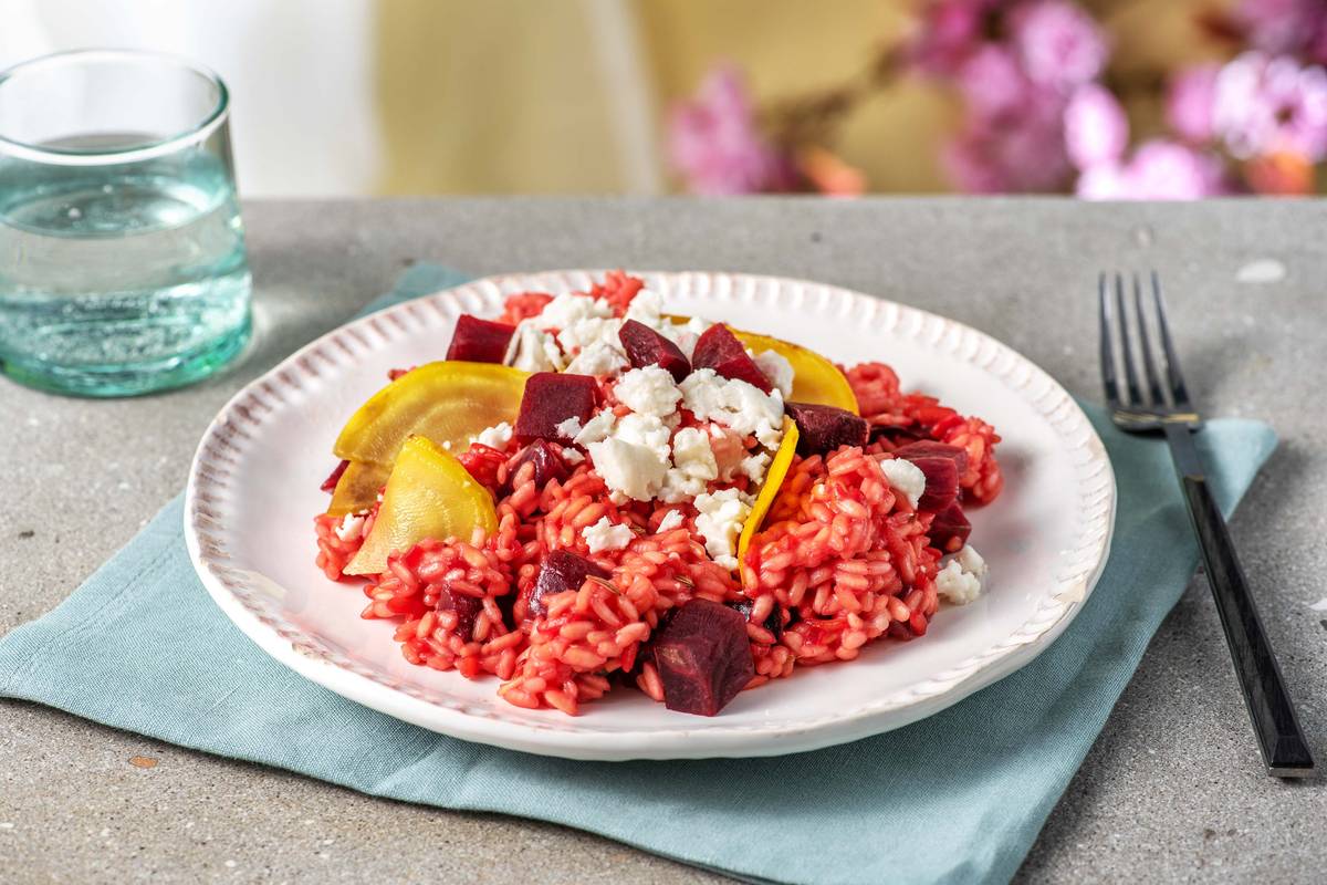 Risotto met bieten en geitenkaas