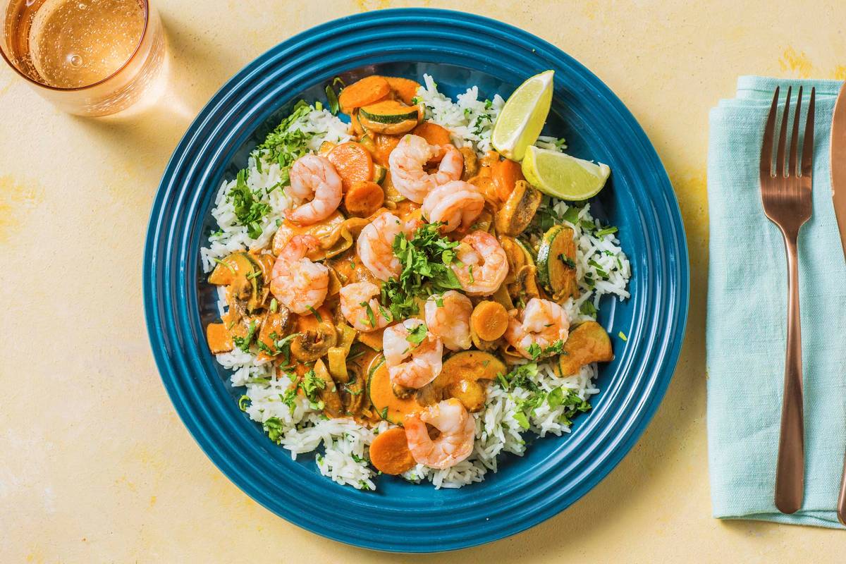 Rotes Thai-Curry mit Garnelen