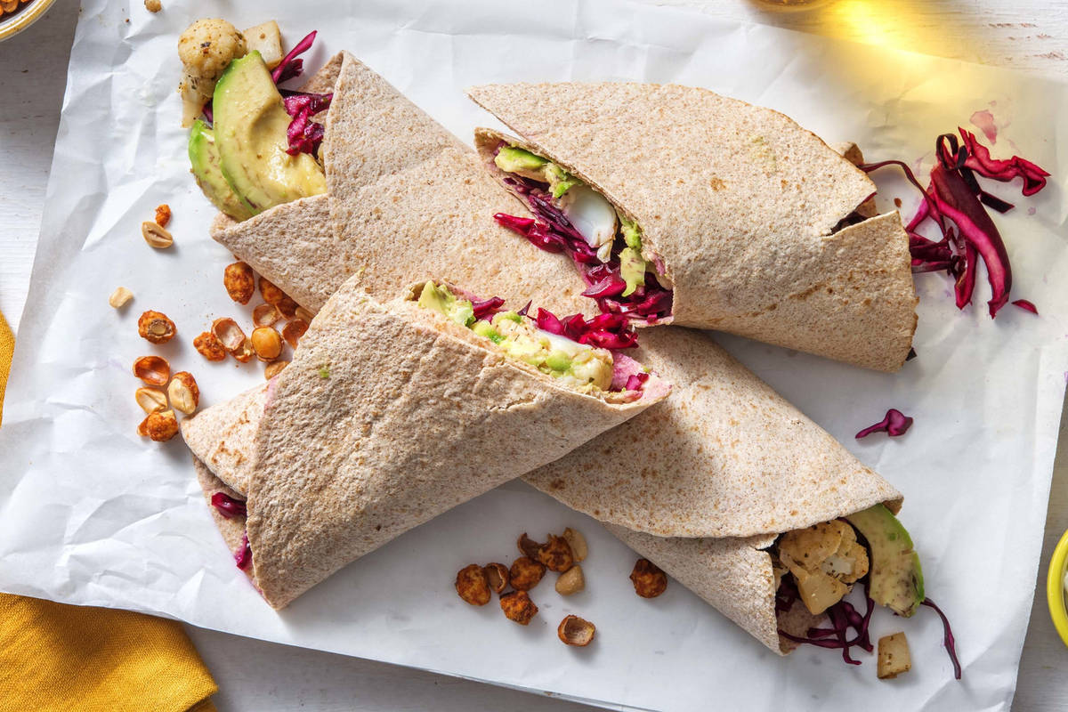 Volkoren tortilla's met pittig gekruide kikkererwten