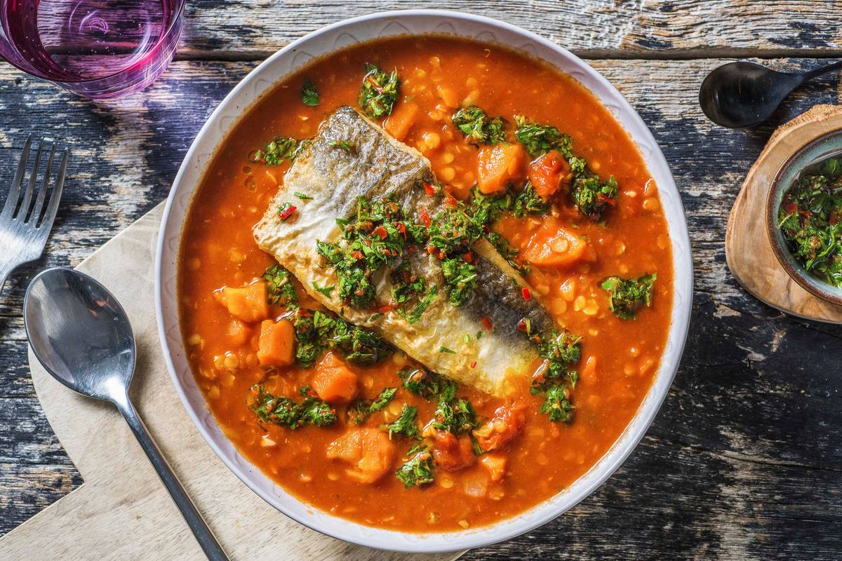 Linsensuppe mit Seehecht