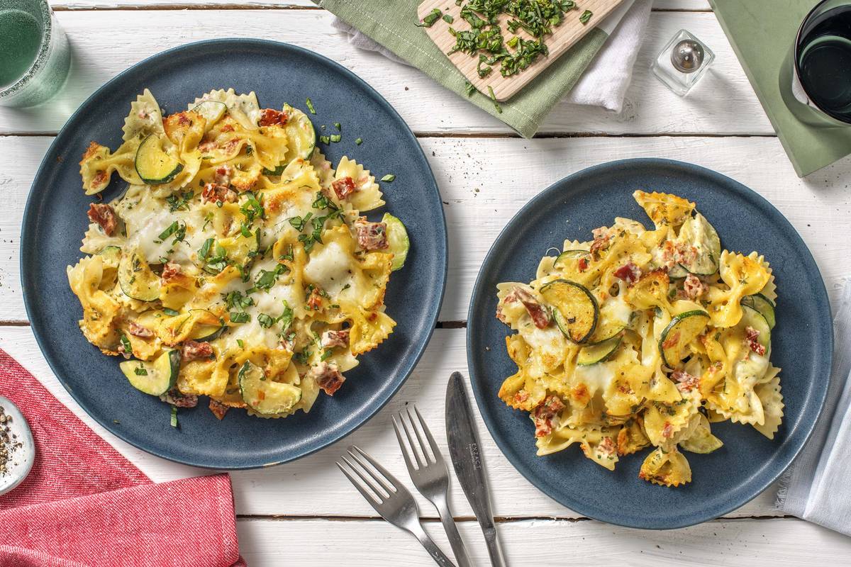 Überbackene Farfalle mit Zucchini