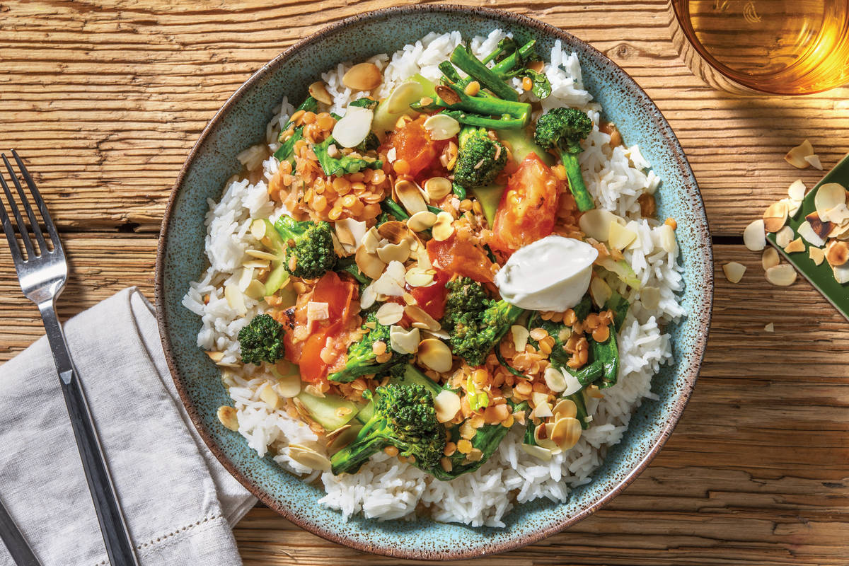 Creamy Red Lentil, Veggie & Coconut Dhal