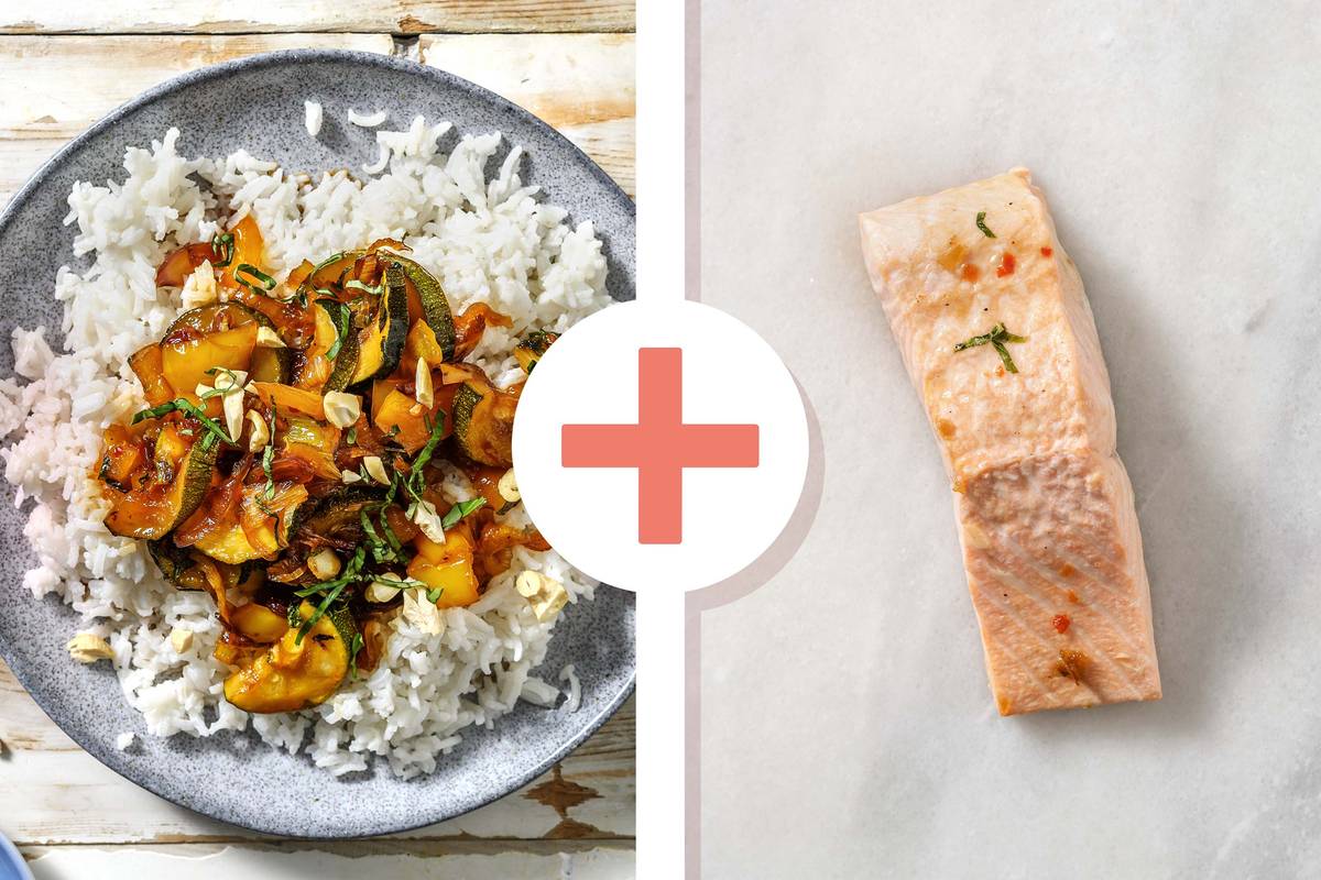 Gemüsepfanne mit extra Lachsfilet