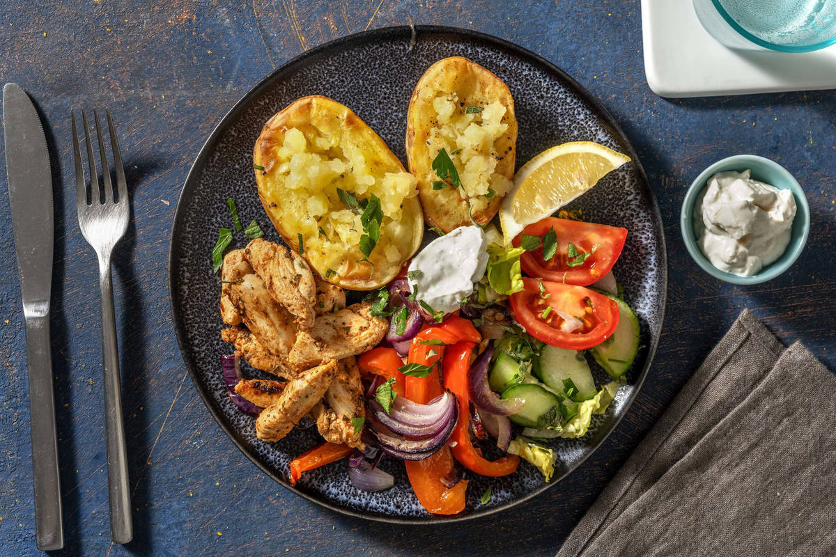 Hähnchen-Gyros mit Ofenkartoffeln