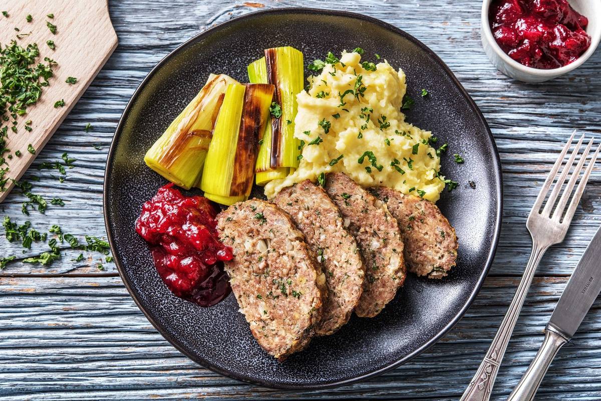 Pain de viande épicé et purée de pommes de terre