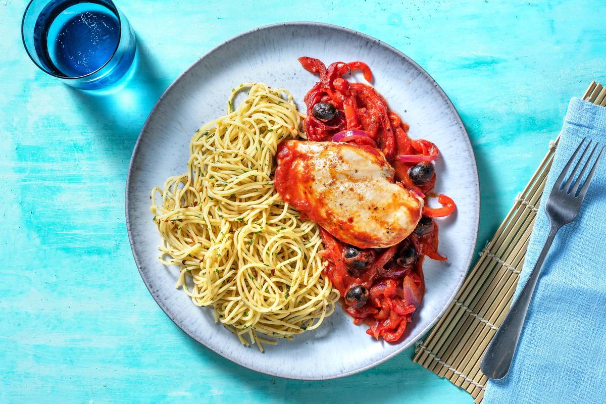 Hähnchen Cacciatore in Oliven-Tomaten-Soße