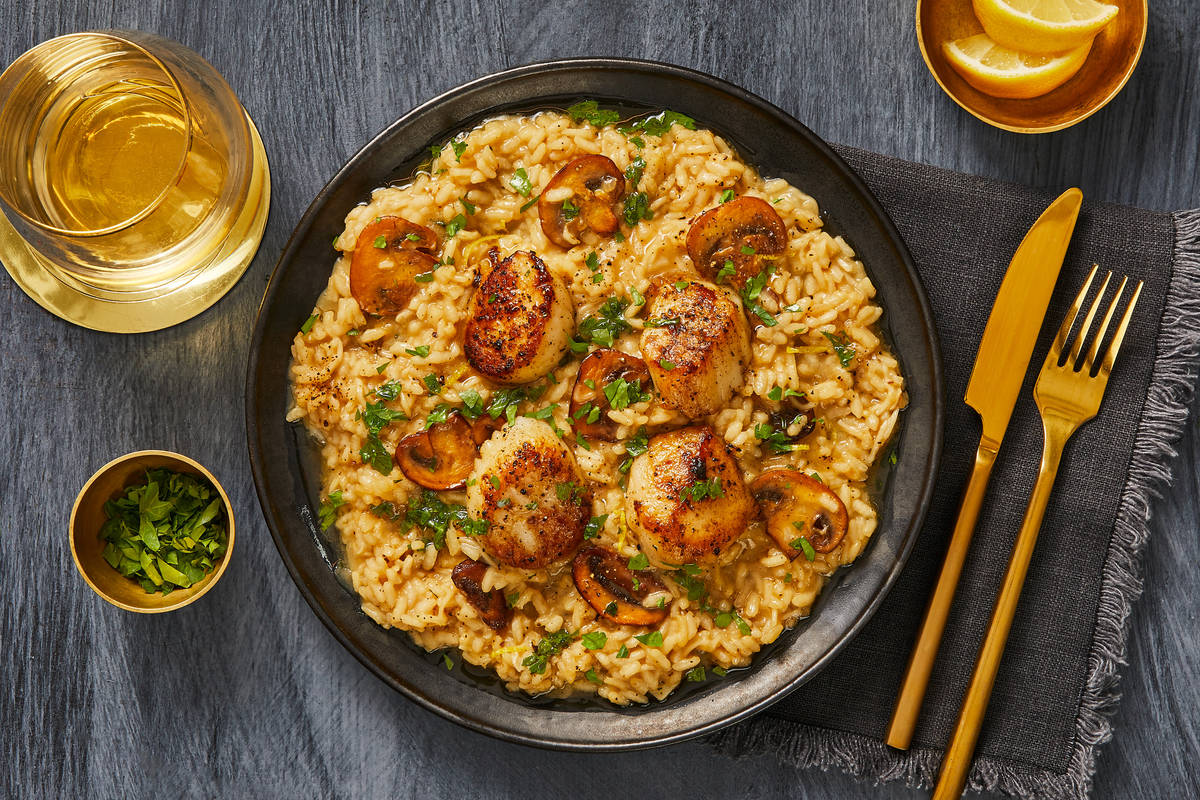 Scallops over Truffled Mushroom Risotto