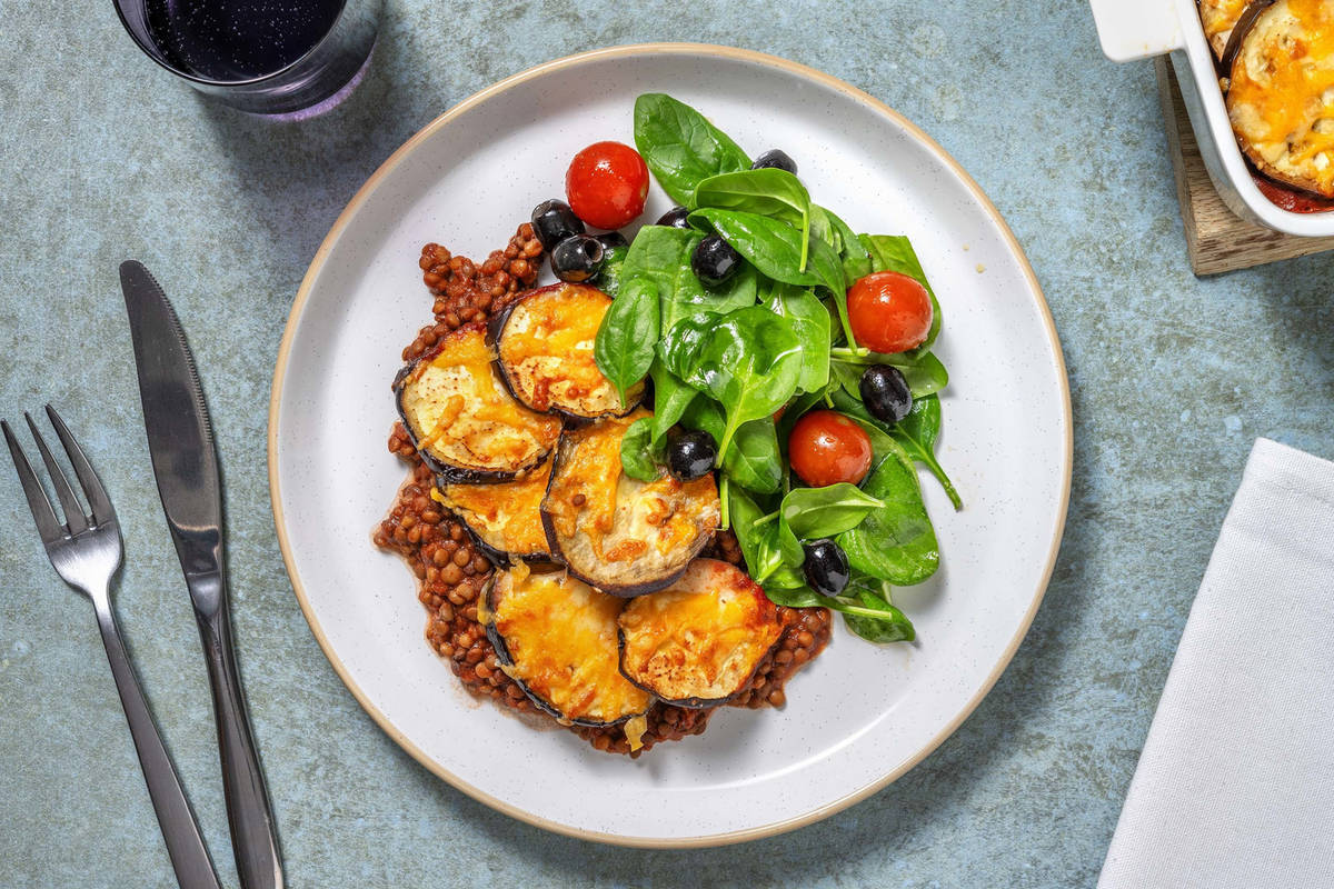 Vegetarisches Moussaka mit Linsen