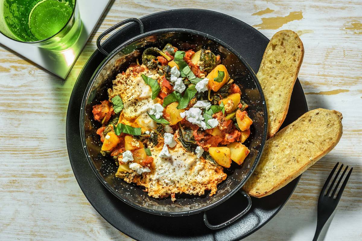 Vegetarische shakshuka met Italiaanse kruiden