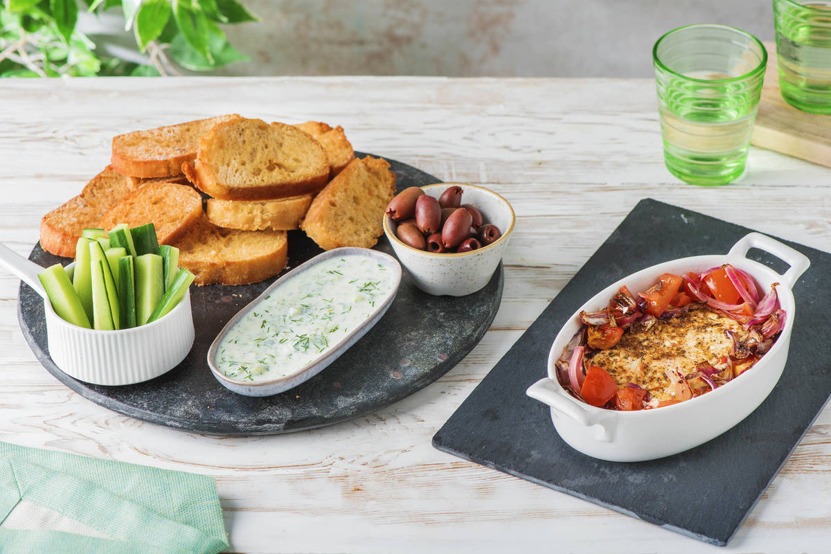 Gebackener Hirtenkäse mit Kalamata-Oliven