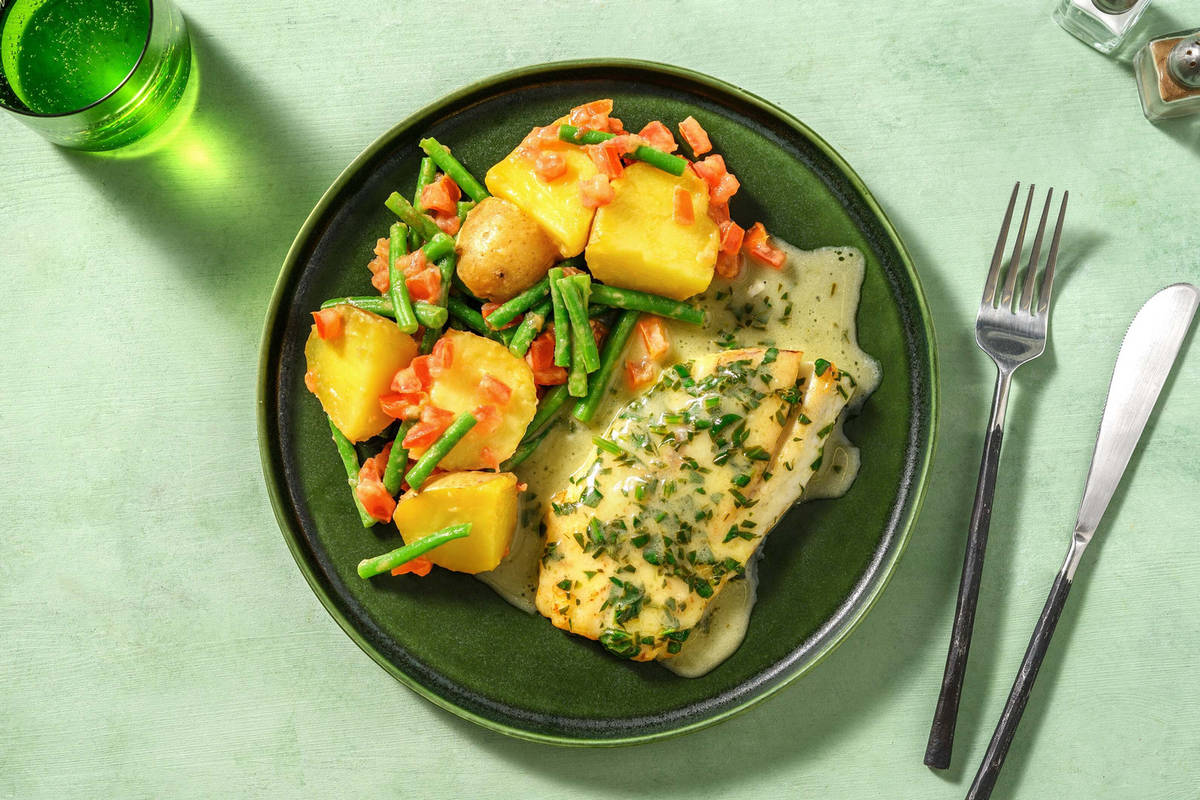 Seelachs mit Bärlauch-Butter-Soße 